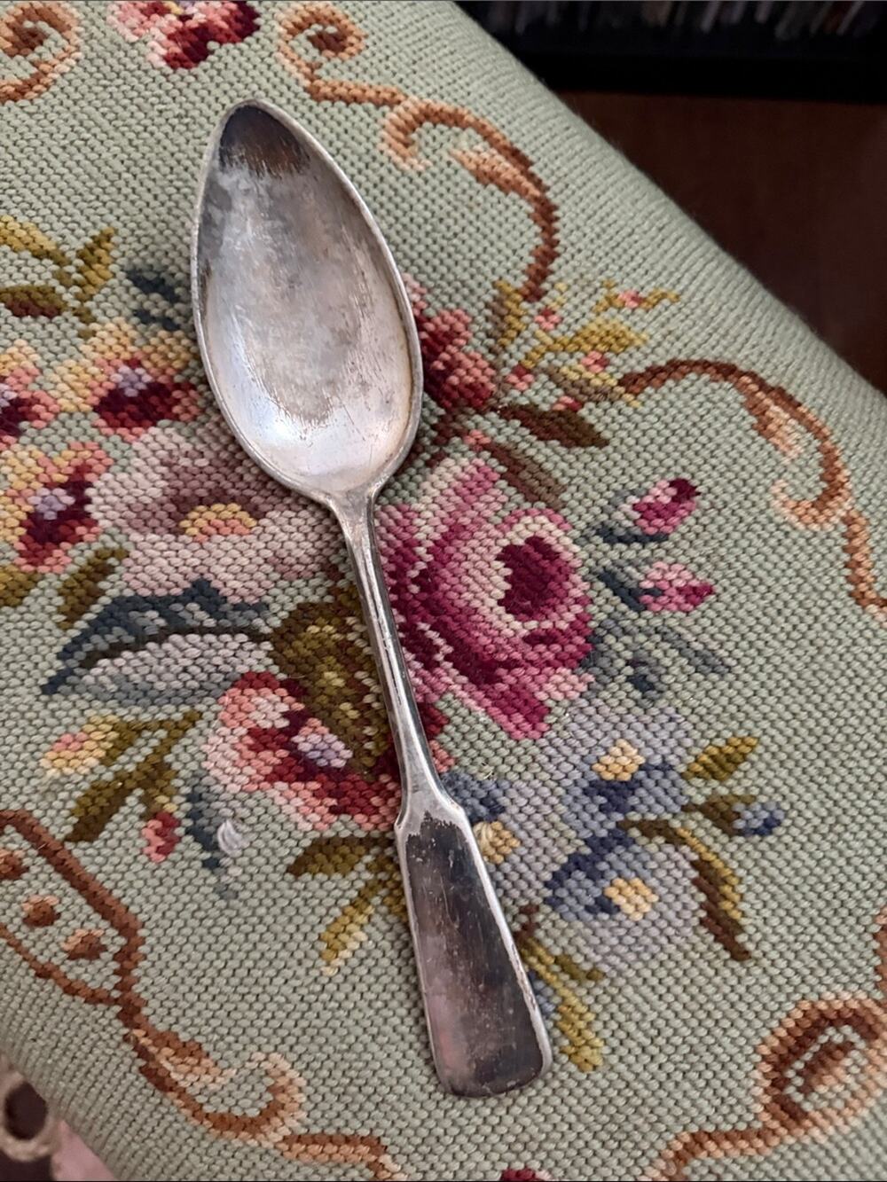 Antique Fraget MB Plaque Silver Plate Serving Spoon Warsaw Poland c.1900